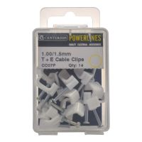 1.00/1.5mm T+E White Cable Clips (Pack of 14)