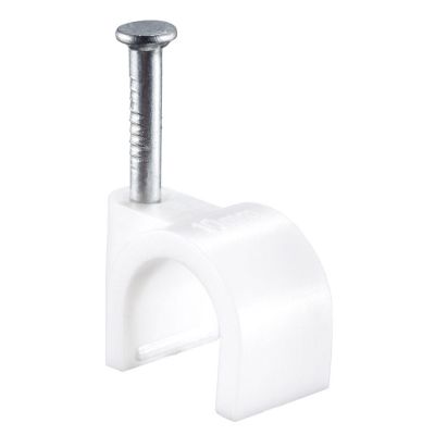 Round Cable Clip 10mm White 