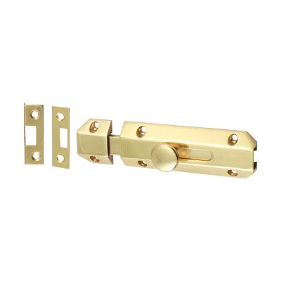 100mm Architectural Flat Section Bolt - Polished Brass