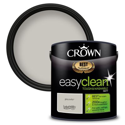 Crown Paints easyclean® Matt Emulsion - Grey Putty® - 2.5L