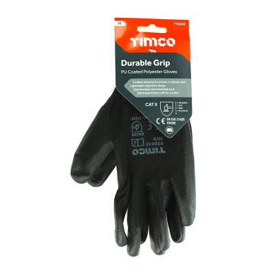 MEDIUM PU COATED DURABLE POLY INSPECTION GLOVES