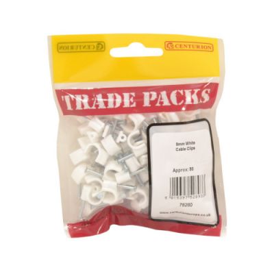 Cable Clip - White - 8mm (80 PK)