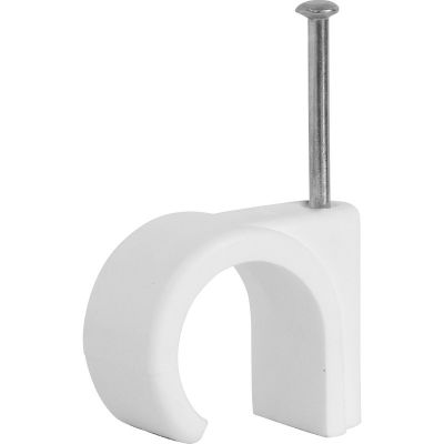 Round Cable Clip White 8mm