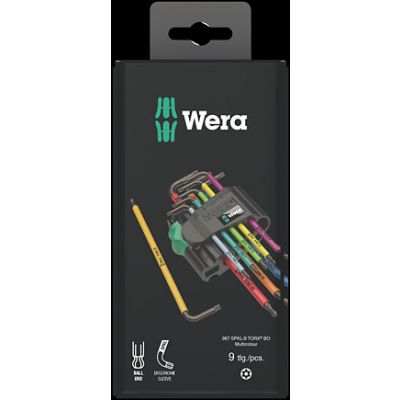 Wera 967/9 TX BO Multicolour L-Key Set - For Tamper-proof TORX Screws  - 9pc