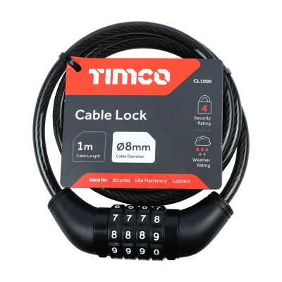 Combination Cable Lock 8mm x 1m