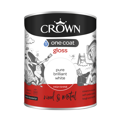 Crown One Coat Gloss - Pure Brilliant White 750ml