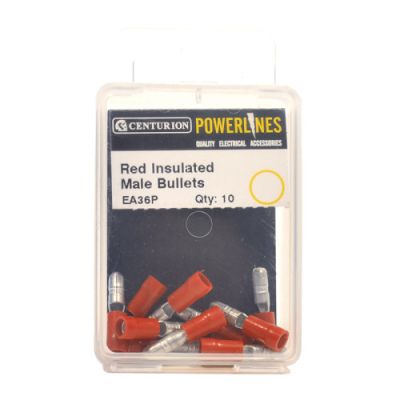 4mm Red Insulated Male Bullets (Pack of 10)