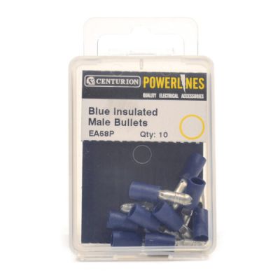 4mm Blue Insulated Male Bullets  (Pack of 10)