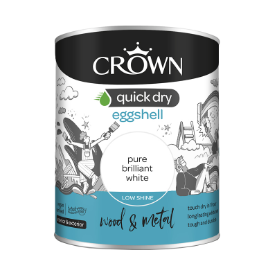 Crown Quick Dry Eggshell - Pure Brilliant White 750ml