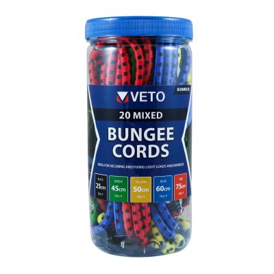 Veto 20 Piece Mixed Set Cord Bungees