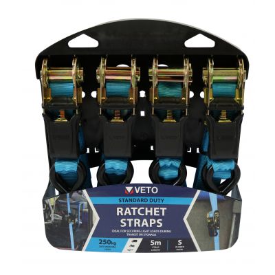 S Hook Standard Duty Ratchet Strap - 4 Pack