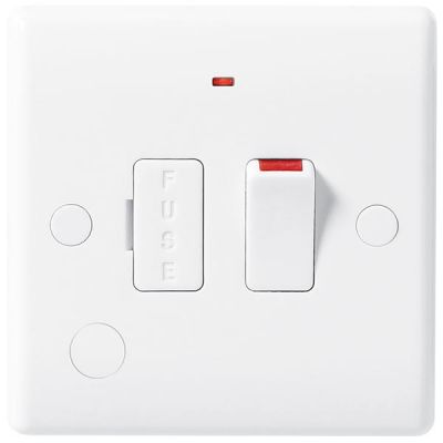 Switched & Fused White Round Edge Flex Outlet with Indicator