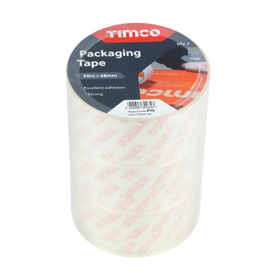 Timco Packing Tape Clear 50m (Pack of 3)