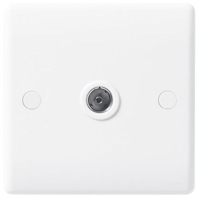 1 Gang White Round Edge Co-axial Socket