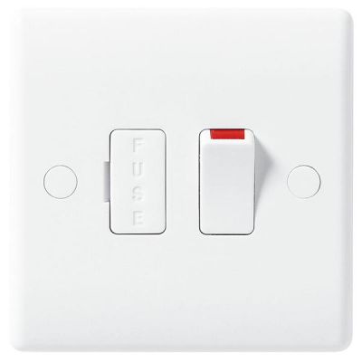 Switched & Fused White Round Edge Flex Outlet 