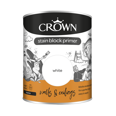 Crown Walls & Ceilings Stain Block Primer White 750ml