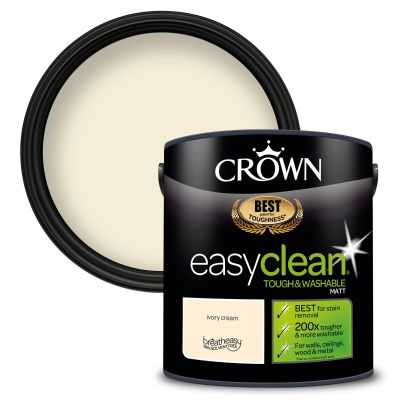 Crown Paints easyclean® Matt Emulsion - Ivory Cream® - 2.5L