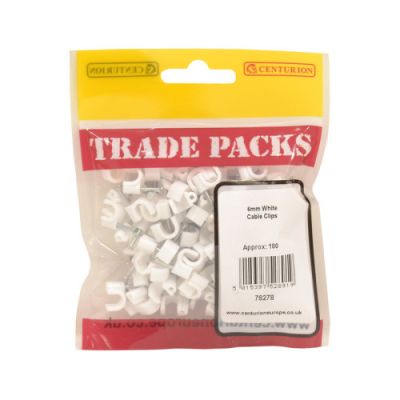 Cable Clip - White - 6mm (100 PK)