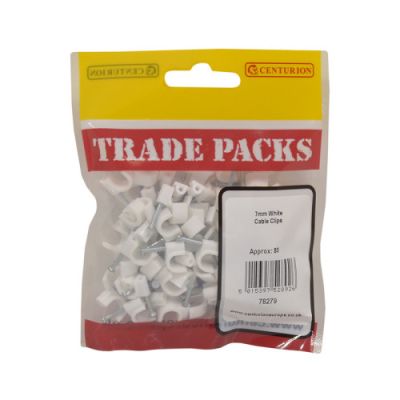 Cable Clip - White - 7mm (80 PK)