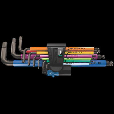 Wera 950/9 Hex-Plus Multicolour L-Key Set - Metric with holding function - 9pc