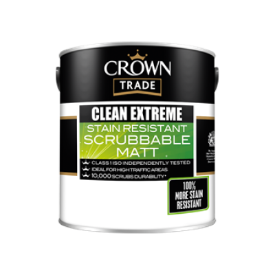 Crown Trade - Clean Extreme Stain Resistant Scrubbable Matt White 2.5L