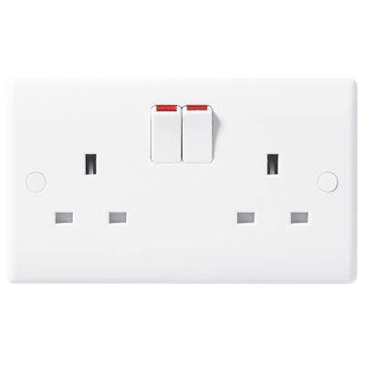 2 Gang White Round Edge Socket Outlet