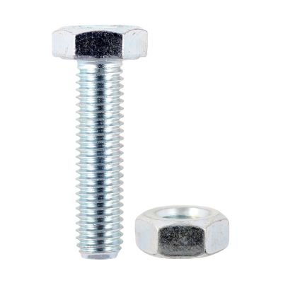 Hex Set Screw & Hex Nut BZP M8 4-Pack