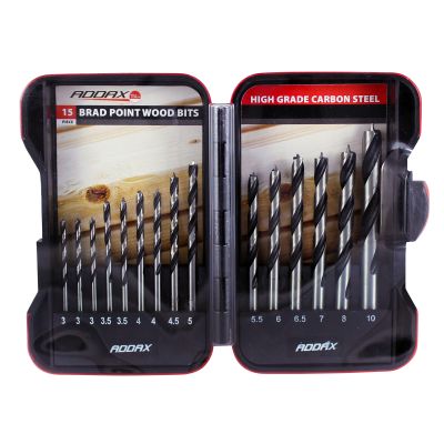 15 Piece - Brad Point Wood Drill Bit Set