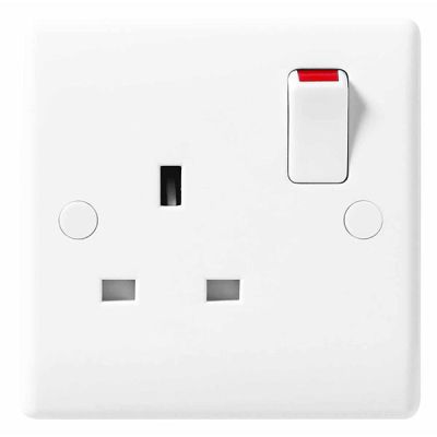 1 Gang White Round Edge Socket Outlet